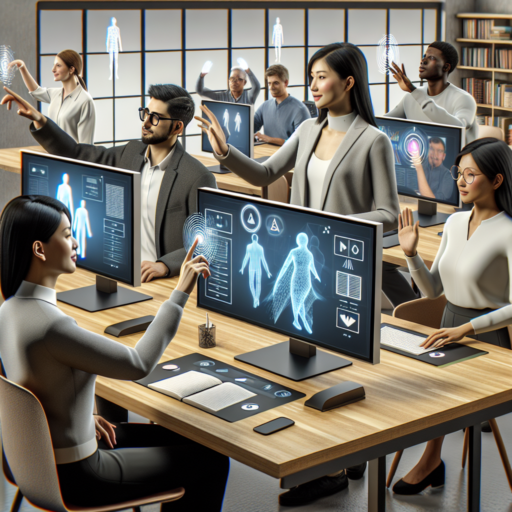 What advantages do monitors with integrated gesture controls offer?