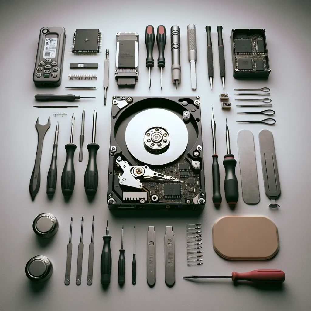 "Image showcasing top tools for data recovery from physically damaged hard drives, featuring software interfaces and hardware tools designed for effective recovery solutions."
