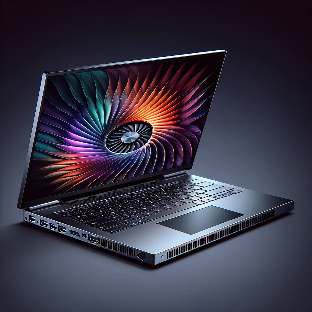 "Close-up of the Asus ProArt H7606WM laptop featuring RTX 5060 graphics card, designed for creative professionals, showcasing its sleek design and high-performance specifications for graphic design, video editing, and 3D rendering."