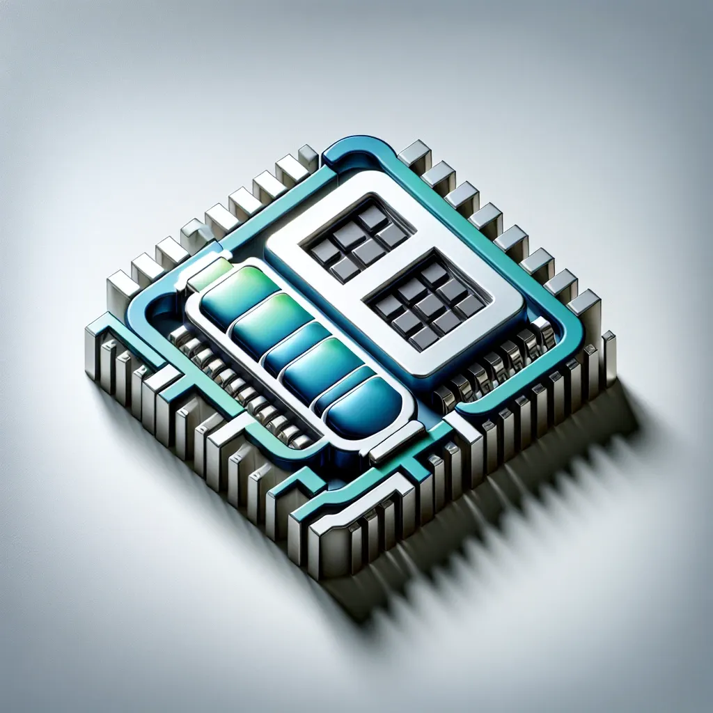 "Close-up of dual Hitachi chips in a portable device demonstrating advanced battery efficiency technology for enhanced performance and power management."